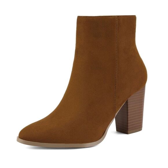 NWT Wool + Pepper Co. Tan Suede Heeled Ankle Booties - Picture 2 of 8